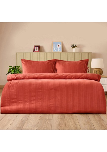 Soft Armürlü Çift Kişilik Nevresim Takımı - Kiremit