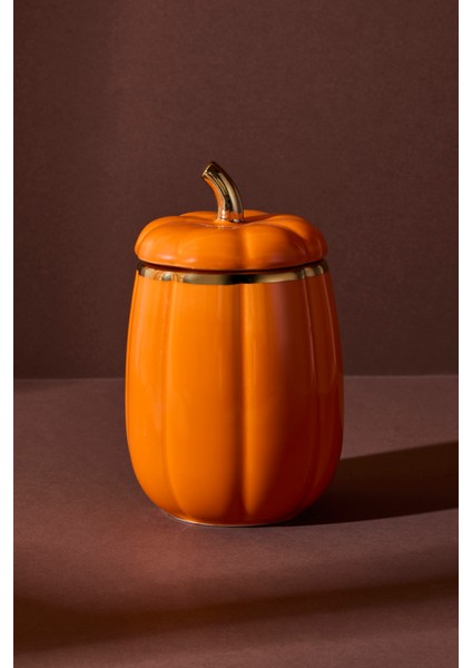 Balkabak S Kapaklı Porselen Kavanoz 13X8.5 cm