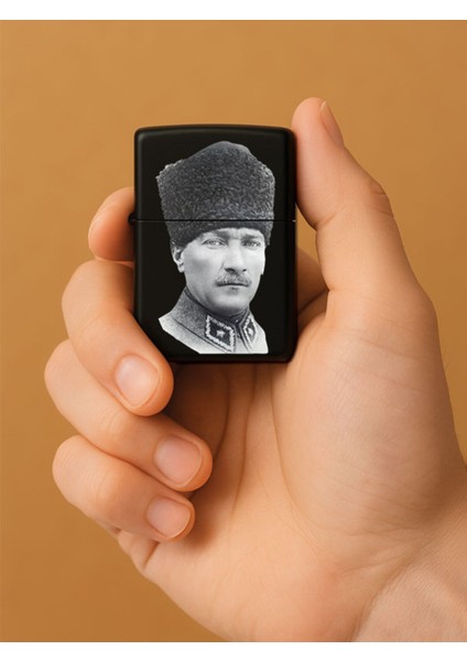 Özel Tasarım Şık ve Dayanıklı Uv Desenli Baskılı Benzinli Metal Çakmak Atatürk