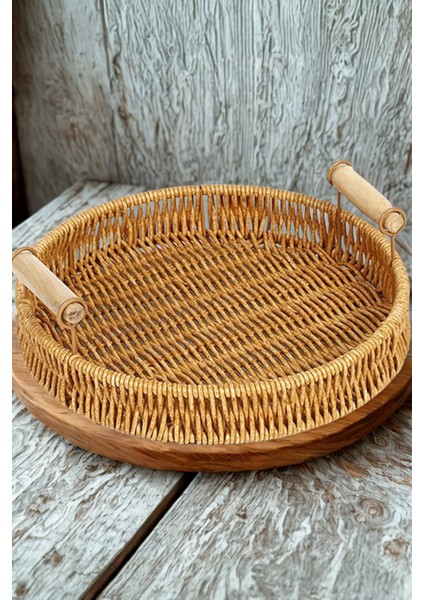 Ravena Rattan Çok Amaçlı Dekoratif Tepsi Meyve ve Ekmek Sepeti 24 cm modelleri