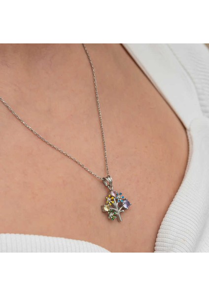 Gümüş Renkli Hayat Ağacı Kadın Kolye