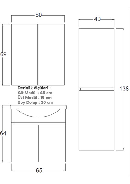Star Banyo Dolabı 65 cm (Boy Dolabı Dahil Değildir.) fırsatları