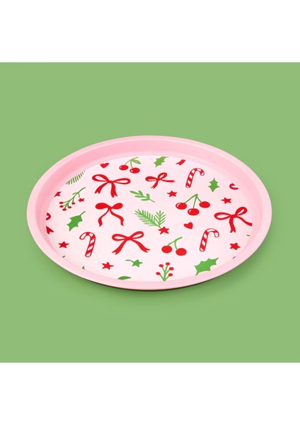 Kurdele Metal Tepsi - Pembe / Renkli