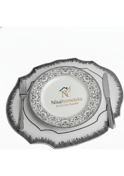 6 Adet Simli Nakışlı Keten Amerikan Servis - Keten Supla fiyatları