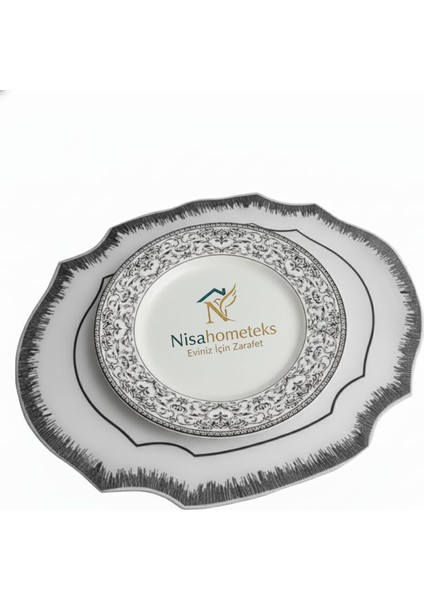 6 Adet Simli Nakışlı Keten Amerikan Servis - Keten Supla fırsatları