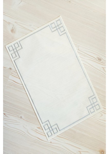 6 Adet Dikdörtgen Nakışlı Keten Amerikan Servis - Keten Supla