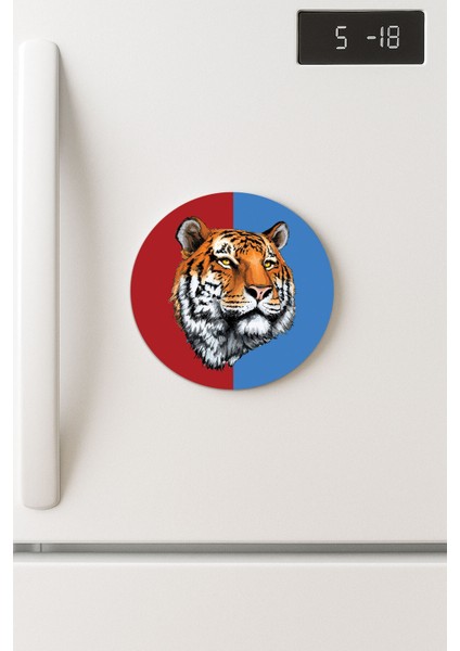 Desenli Temalı Yuvarlak Buzdolabı Magnet – 10X10 cm Bordo Mavili