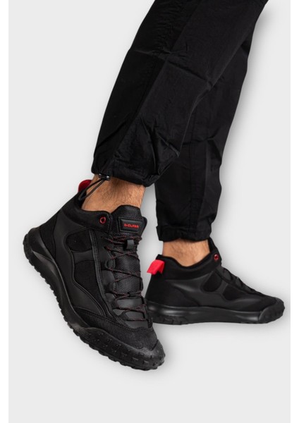 Deri Görünümlü Erkek Trekking & Outdoor Bot Ayakkabı SİYAH - KIRMIZI