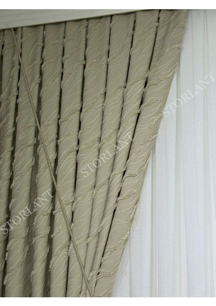 Puffy Aqua Vizon Fon Perde – Lüks Tek Kanat, 1/3 Sık Pile, Aksesuar Hediyeli - Yüksek Kalite fiyatları