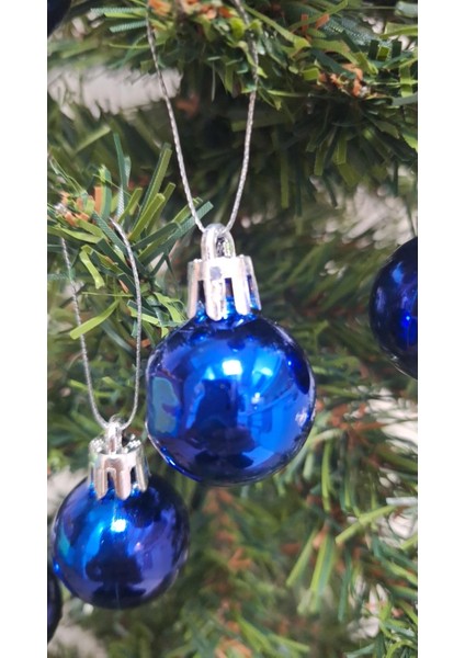 Yılbaşı Çam Ağacı Süsü Mavi Renk Top Parlak Görünümlü Küre Süs 3 cm 9 Adet modelleri