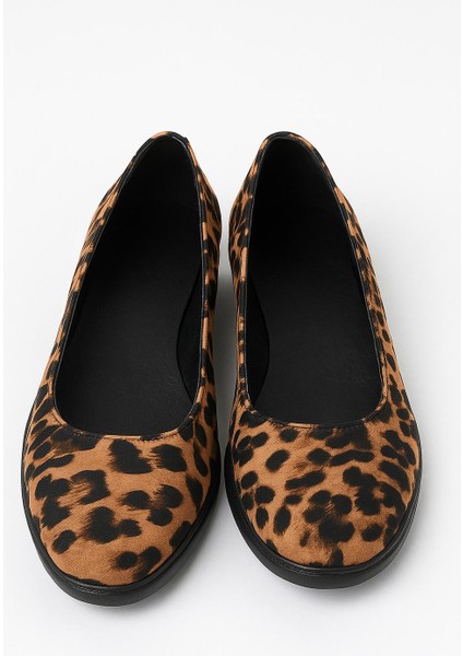 Leopar Hakiki Deri Düz Ortopedik Termo Kaymaz Taban Kız Çocuk Babet - Ayakkabı