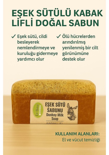 Doğal Eşek Sütlü Kabak Lifli Sabun Cilt Bakım