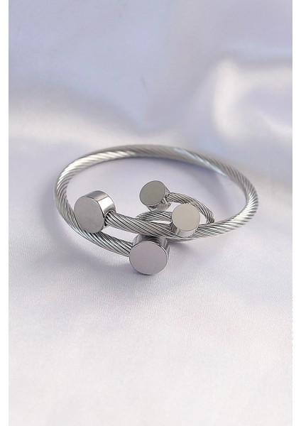 Bfs 316L Çelik Gümüş Renk Oval Aksesuarlı Burgu Model Bileklik ve Yüzük Kombini fiyatları