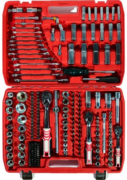 PH306 Profesyonel 216 Parça Usta Lokma Takımı Seti Tamirci Seti Paslanmaz Çelik Krom Kaplama Kırmızı modelleri