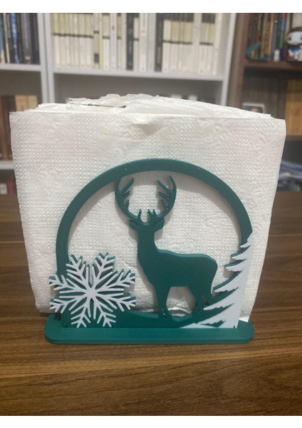 🦌 Geyik Temalı Yeşil-Beyaz Peçetelik