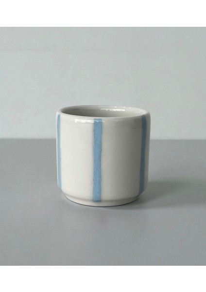 2'li El Yapımı Seramik Kırmızı ve Mavi Çizgili Modern Bardak Minimal Mug modelleri
