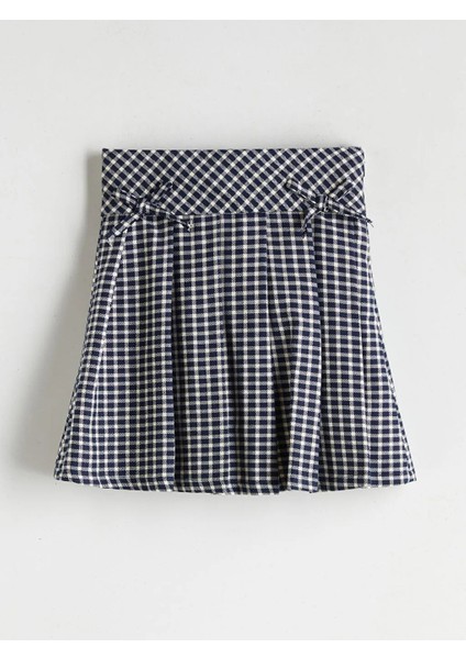 Lcw Kids Lacivert Beli Lastikli Ekose Kız Çocuk Etek fiyatları