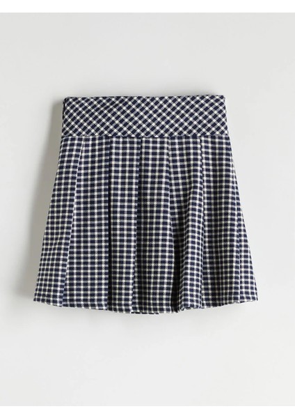 Lcw Kids Lacivert Beli Lastikli Ekose Kız Çocuk Etek modelleri