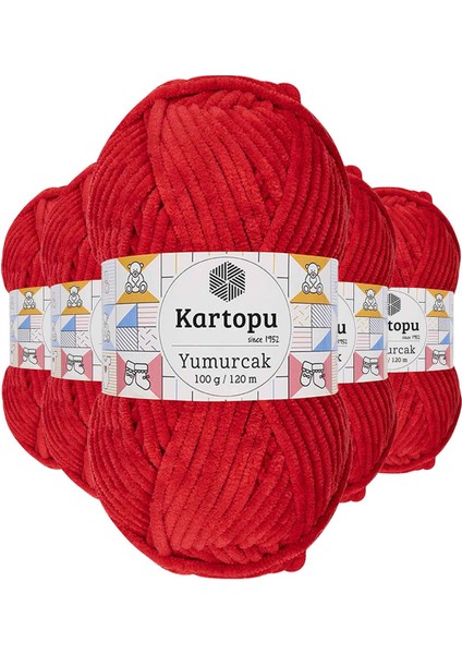 5 Adet Yumurcak Kadife El Örgü Ipi Açık Kırmızı K165