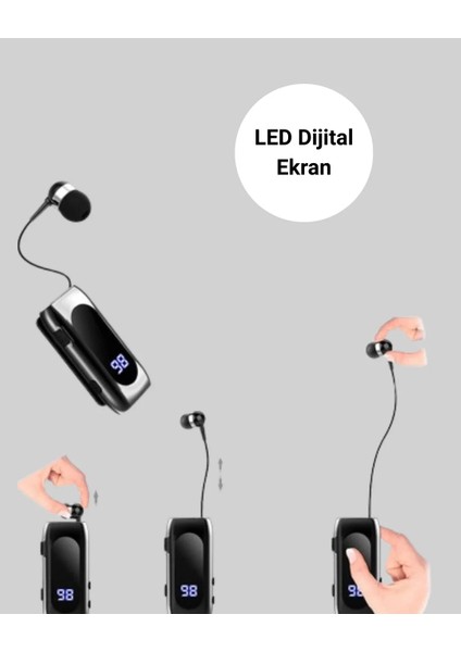 Bluetooth 5.2 Klipsli Kablosuz Kulaklık – Dijital Ekran & Titreşimli Uyarı indirimleri