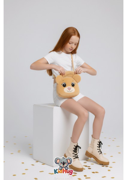 Omuz Çantası Ayıcık Yüz Nakışlı Peluş Yumuşacık Pembe/bej/kahverengi Seçenekleriyle fiyatları