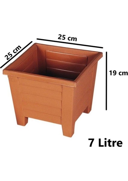 SY-5846 Dekoratif Plastik Kare Ayaklı Saksı 7 Lt Kiremit 6 Adet fiyatları
