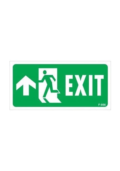 Exit Yukarı Sol Ok Işaretli Uyarı Levhası 17,5X25 KOD:956