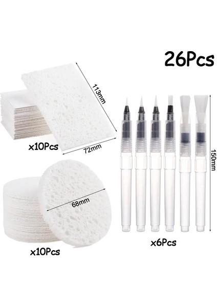 26/36pcs 3D Çizim Sihirli Tuval Sünger Su fırçası Diy sanat köpüğü doku boyama kağıt çocuklar doğum günü partisi Noel hediye scolor: 26 adet set (Yurt Dışından)