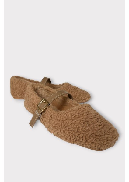 Yumuşak Peluş Ses Yapmaz Hafif Taban Kemerli Kadın Ev Babeti Panduf Vizon indirimleri