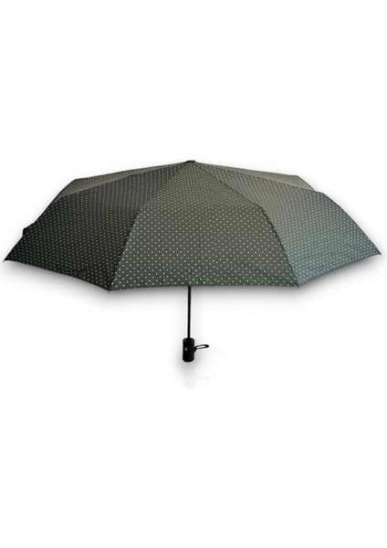 Koyu Yeşil Puantiyeli Tam Otomatik 8 Telli Kısa Şemsiye