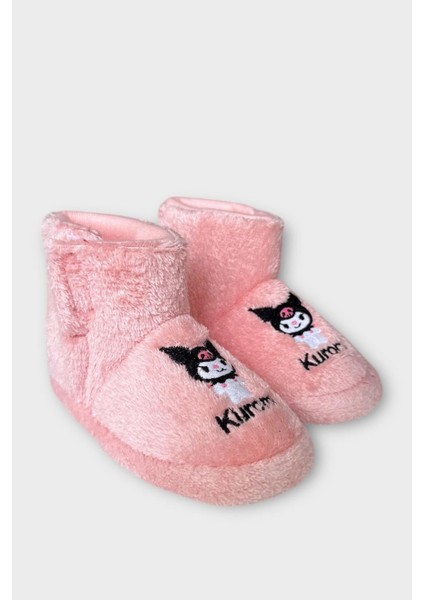 Çocuk Kuromi Nakış Detaylı Panduf Pudra