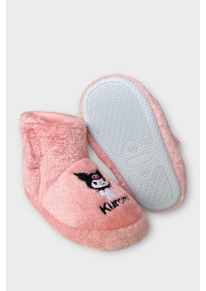 Çocuk Kuromi Nakış Detaylı Panduf Pudra