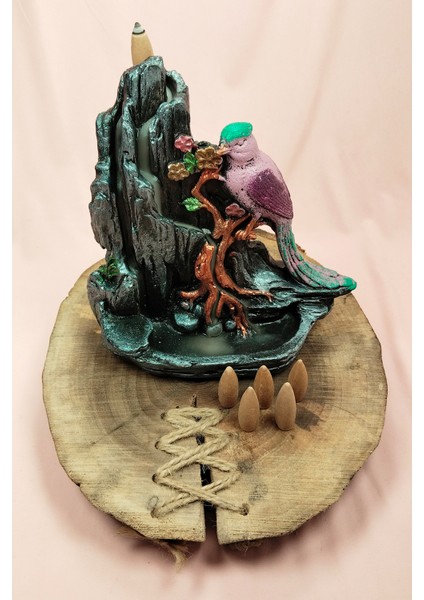 Buyuk Boy Kuş Figürlü Biblo Model Geri Akış Şelale Tütsülük 5 Adet Koni Hediye fırsatları