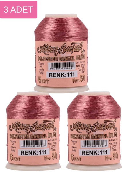 3 Adet Altınbaşak Oya ve Dantel Ipi 20 gr - Royaleks - No: 111