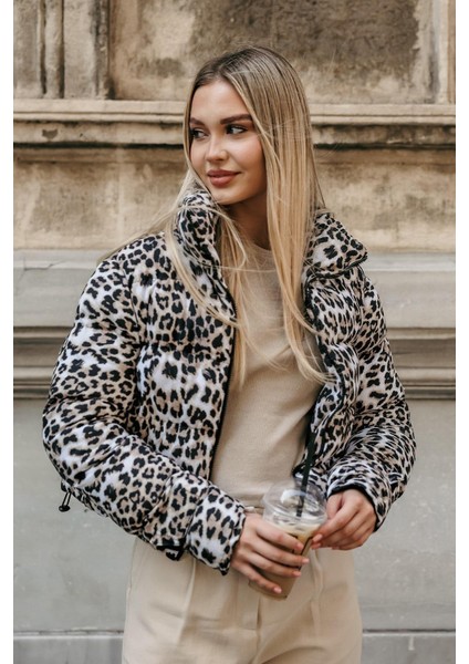 Kadın Leopar Desenli Şişme Mont fiyatları