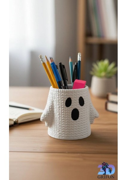 Masanıza Neşe Katın: Şirin Hayalet Örgü Tasarım Kalemlik & Ofis Düzenleyici