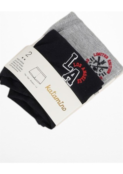 Erkek Çocuk Kabartma Desen Ikili Boxer Set K128321 Gri modelleri