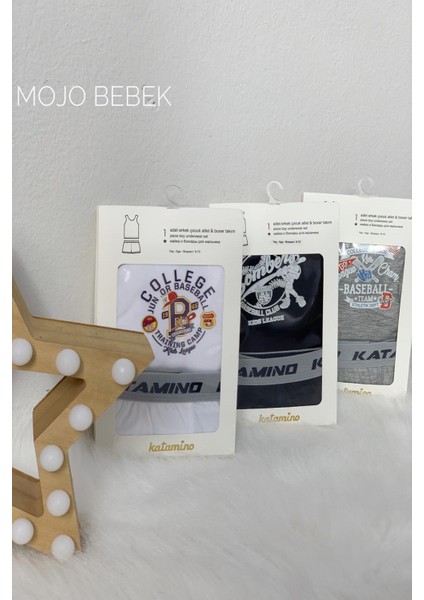 Erkek Çocuk Baseball Atlet Boxer Takım K128216 Gri