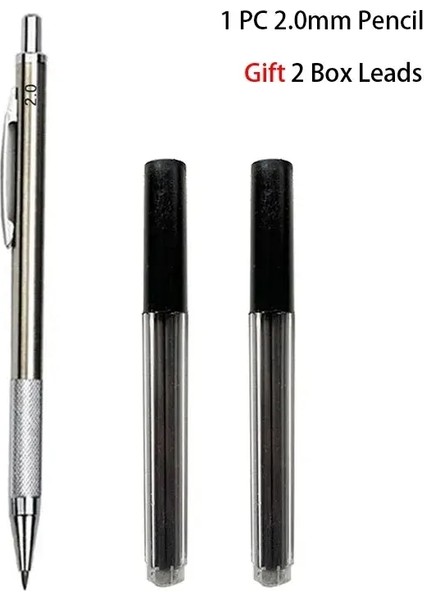 Mekanik Kalem Seti 0.3 0.5 0.7 0.9 1.3 2.0mm Full Metal Sanat Çizim Boyama Otomatik Kalem Ofisi Okul Tedariki Istasyonculuk: 2.0mm Kalem (Yurt Dışından)