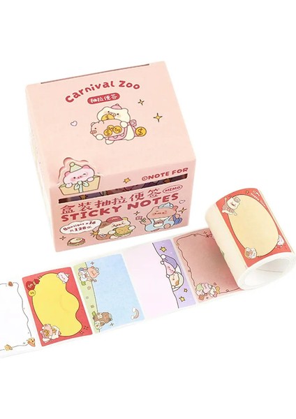 128 Sheets Estetik Kırtasiye Karnaval Hayvanat Bahçesi Geri Tam Yapıştırıcı Yazılabilir Çekme Etiket Etiketleri Sevimli Illüstrasyon Renk: Piglet (Yurt Dışından)