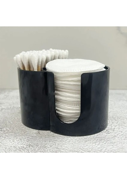2 Arada Pamuklu Saklama Kutusu Akrilik Makyaj Organizatörü Pamuk Pad Tutucu Çift Delik Dairesel Dispenser Kozmetik Organizasyon Renk: Siyah (Yurt Dışından)