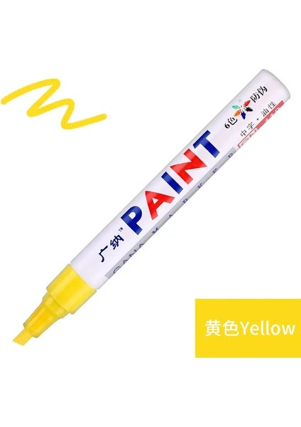 Gn 12 Renkler Su Geçirmez Araba Lastik Tread CD Metal Kalıcı Boya Işaretçisi Graffti Yağlı Marker Macador Caneta Kırtasiye Renk: Sarı (Yurt Dışından)