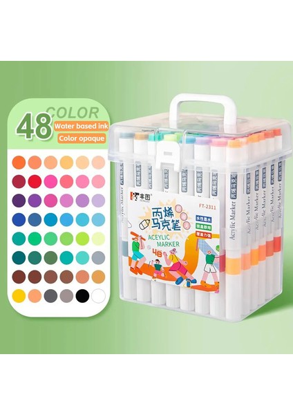 Renkli Akrilik Marker Su Geçirmez ve Renklendirilebilir Sanatçı Sanat Malzemeleri Kore Kırtasiye Okulu Malzemeleri Sanat Malzemeleri Renk: 48 Renk (Yurt Dışından)