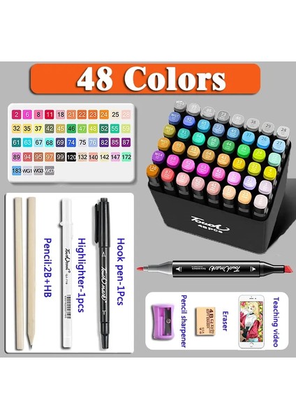 24-168 Renkli Alkol Çift Uçlu Yağlı Işaretçi Boyama Sanat Seti Ofis Kültürü ve Eğitim Malzemeleri: 36 Renk Hediyeleri (Yurt Dışından)