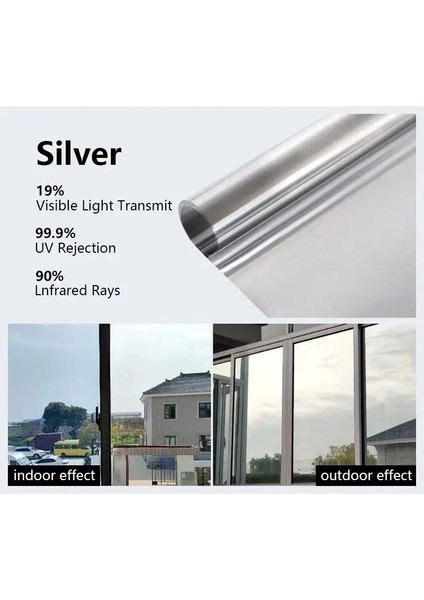 Ev Penceresi Gizlilik Filmi Yapışkan Olmayan Vinil Ayna Folyo Anti Isı Araba Cam Ekran Tonu Çıkartmalar Rolls Uv Koruma Araç Rolor: Nano Çay Gümüş/boyut: 40CMX200CM (Yurt Dışından)