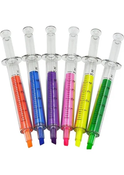 12 Adet Sıvı Yenilik Şırınga Vurgulayıcı Kırtasiye Sevimli Şırınga Vurgulayıcı Ofis Malzemeleri Çocuk Hediyesi: Renkleri Karıştırın (Yurt Dışından)