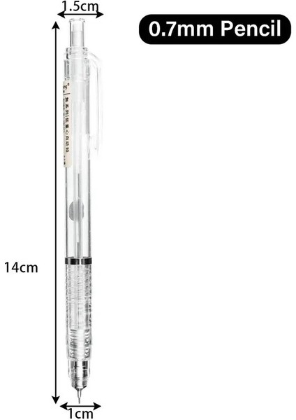 Şeffaf Otomatik Mekanik Kalem 0.5/0.7mm Plastik Öğrenci Çizim Özel Kalemler Ofis Okulu Yazma Sanat Kırtasiye Renk: 1 Pcs Kalem (0.7mm) (Yurt Dışından)