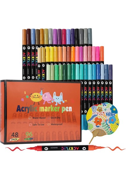 24-120 Tolor Çift Uç Akrilik Boya Işaretleri Seti-Canlı Pigmentler, Fırça Ince Ipuçları Dıy Için Ideal, Kaya Boyama, Sanat Projeleri Renk: BXCS-96COLORS (Yurt Dışından)