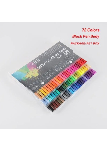 Çift Uç Fırça Kalem Renkli Işaretçi Kalemler Yıkanabilir Suda Çözünür Suluboya Kalemleri Çizim Için Resim Sanat Malzemeleri Renk: 72 Renk (Yurt Dışından)
