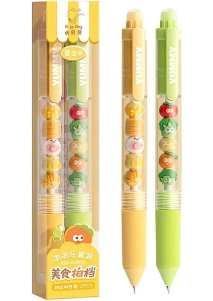 2pcs Yeni 0.5mm Press Jel Kalem Yazma Kırtasiye Hızlı Kuruyan Boncuklu Kalem Siyah Kalem Imza Öğrenci Çarşamba: Pembe (Yurt Dışından)